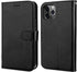 Bocasal iPhone 12 & 12 Pro Wallet Case, PU Leather Kickstand with Card Holder, Shockproof Flip Cover (Black)