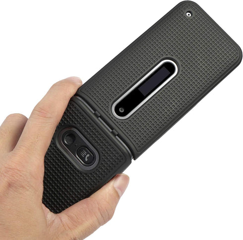 Nakedcellphone Case for LG Classic Flip, Black Protective Snap-On Hard Shell Cover with Grid Texture for LG Classic