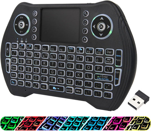 EASYTONE Mini Wireless Backlit Keyboard Touchpad Mouse Combo with Rechargeable Battery for Android TV, Smart TV, PC