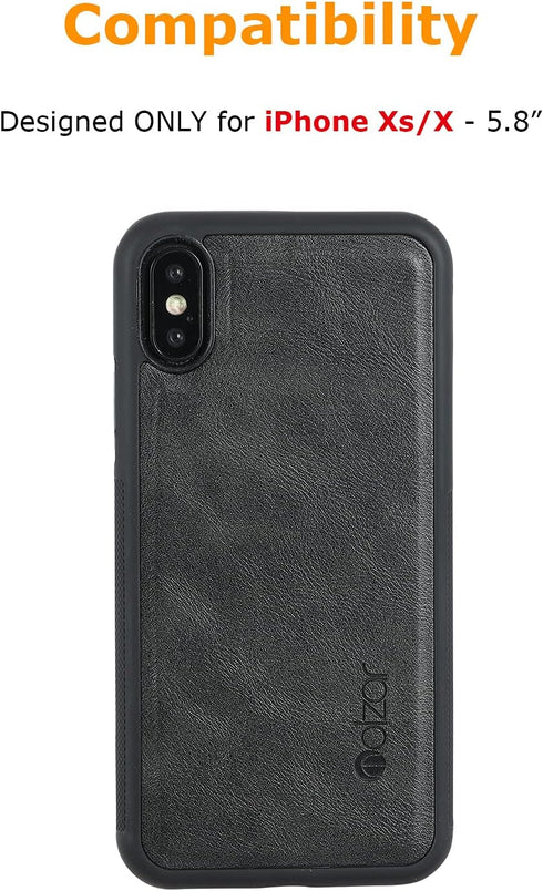 molzar GripBig Series Case for iPhone Xs and iPhone X, Built-in Metal Plate for Magnetic Mount, Black/Black