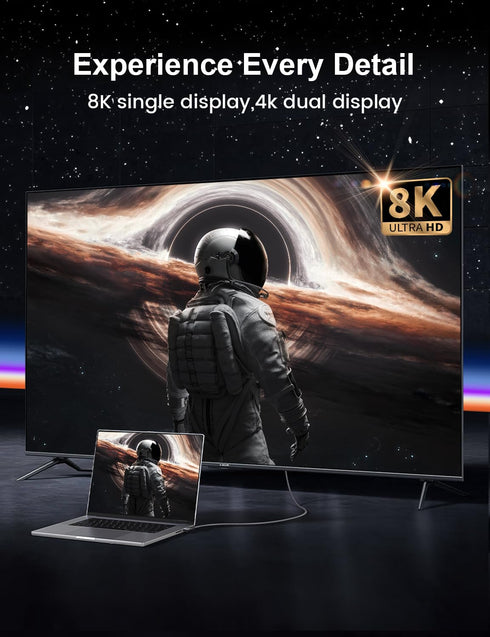 XAOSUN 240W Thunderbolt 4 Cable, 3.3ft Right Angle USB C to USB C, 40Gbps Data, 8K@60Hz for MacBook Docks & eGPU Hub.