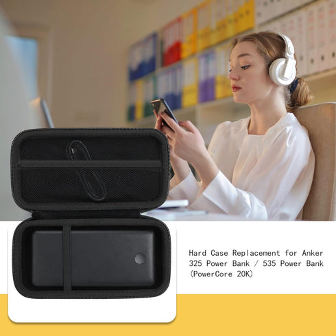 khanka Hard Travel Case for Anker 325/535 Power Bank - Case Only (Black)