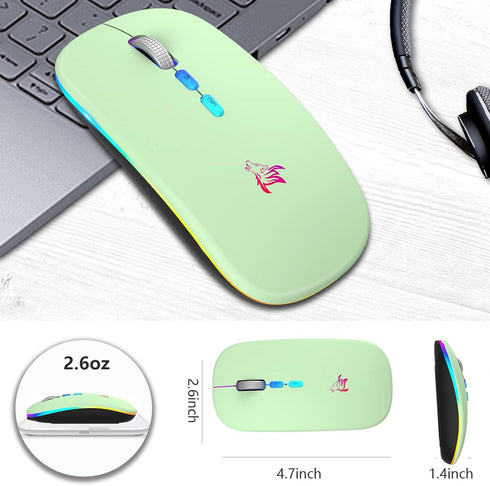 HOTLIFE Wireless Mouse - Slim Rechargeable Bluetooth Mouse, Ergonomic Design, Noiseless with USB Receiver