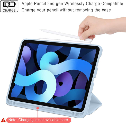 Arae Case for iPad Air 6th Generation 11 inch 2024, Trifold Kickstand Smart Cover with Pencil Holder, Baby Blue