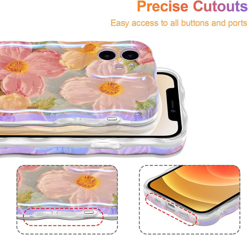 EYZUTAK Case for iPhone 11, Colorful Retro Oil Painting Printed Flower, Stylish Durable TPU Protective Case
