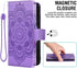 Asuwish Samsung Galaxy S23 FE 5G Wallet Case: Leather Flip, Tempered Glass Protector, Card Holder, Lanyard - Purple.