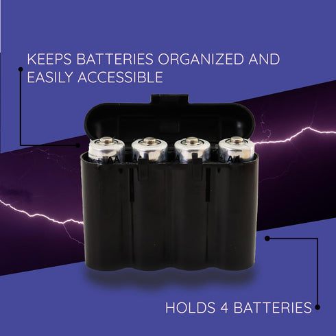 4 Pack AA/AAA/CR123A Black Battery Holder Storage Cases