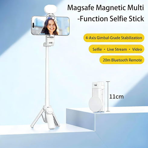 X JIAYOSEE 2026 New Pocket Selfie Stick: Magnetic/Clamp Dual Mount, Multi-Angle, Tripod, Wireless Remote, Fill Light