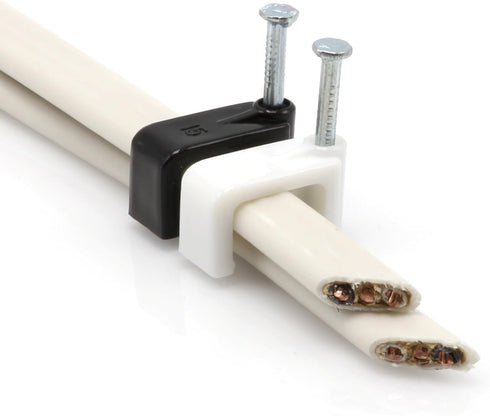 THE CIMPLE CO - Dual, Twin, or Siamese Coaxial Cable Clips, Cat6 Electrical Wire Clip, 1/2 in Nail Clip