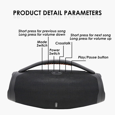 Portable Bluetooth 5.0 Speakers, RGB 360 Degree Surround Sound Loud Speaker, Long Battery Life, Outdoor Wireless (Black)