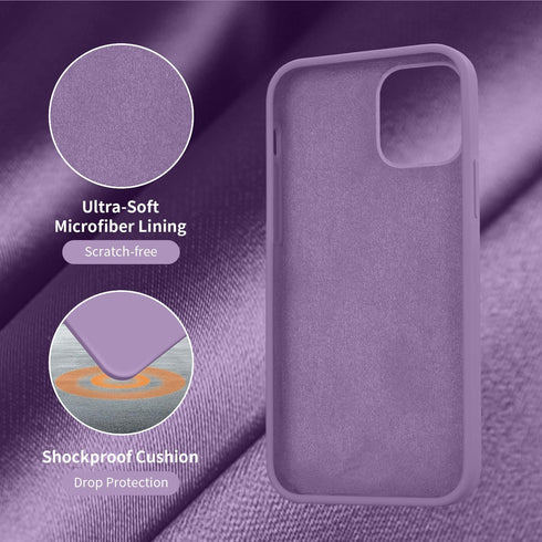 Cordking iPhone 12/12 Pro Case, 6.1" Silicone Shockproof with Soft Anti-Scratch Microfiber Lining, Light Purple.