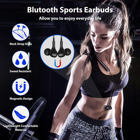 Wireless Earbuds Bluetooth Headphone NeckBand Earphones for Samsung A53 A54 S24 Ultra S23 FE S22 S21 Z Flip for iPhone 13 Pro Max 15 14 Plus Google Pixel 8 6 7 6a 7a Magnetic Neck Strap Sport Headset