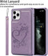 Cavor Card Holder Case for iPhone 11 Pro Max - PU Leather Shockproof Wallet with Credit Card Slots, Heart Purple