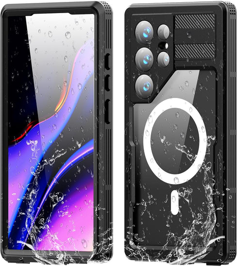 Waterproof Case for Galaxy S24 Ultra with MagSafe, IP68 Full Body Underwater Case with Built-in Screen Protector (Black)