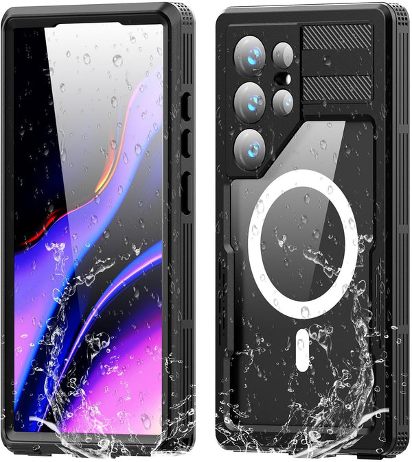 Waterproof Case for Galaxy S24 Ultra with MagSafe, IP68 Full Body Underwater Case with Built-in Screen Protector (Black)