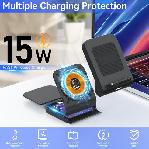 For Samsung Galaxy Z-Flip Wireless Charger: Galaxy Z Flip 6/5/4/3 Wireless Charging Stand, 15W Fast Charger for Galaxy