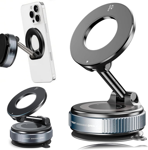 GQKJWJH 2026 Vacuum Magnetic Upgraded 360 Phone Holder, Car Phone Mount, for Car/Gym/Mirror/Smooth