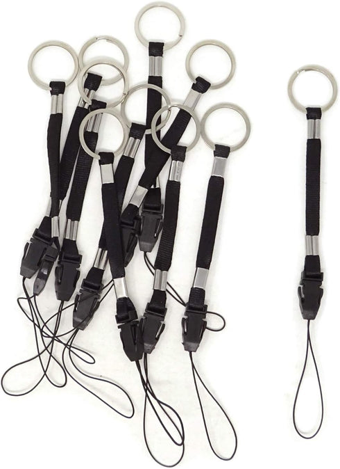 Honbay 10PCS Black Nylon Straps Lanyards - Detachable Buckle for Flashlight, Cell Phone, USB Drive, and More
