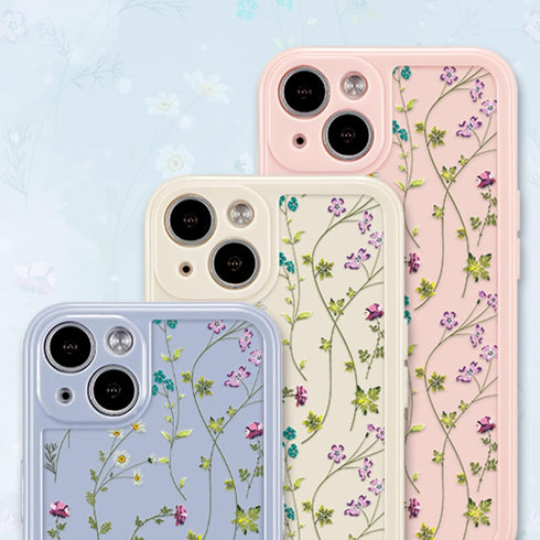 RALEAVO Floral Case for iPhone 13, Cute Flower Branch Pattern Design, Slim Thin Soft Silicone Shockproof Anti-slip