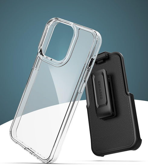 ENCASED 13 Designed for iPhone Case with Belt Clip Holster - Clear