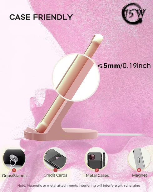 YW YUWISS 15W Fast Wireless Charger Stand Compatible with Apple iPhone 14 13 12/12 Pro Max, Samsung Galaxy