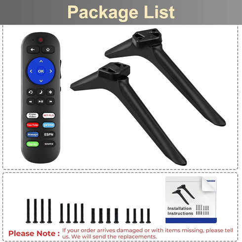 Yimaut TV Legs for Hisense TV Stand with Remote Compatible with Hisense Roku TV & Roku Players, Not for All, Base Stand