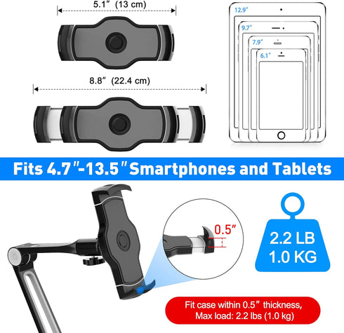 iPad Wall Mount by AboveTEK, 3 in 1 Highflex 360° Under Cabinet Mount for Kitchen, Fits 4.7" to 13.5" iPad