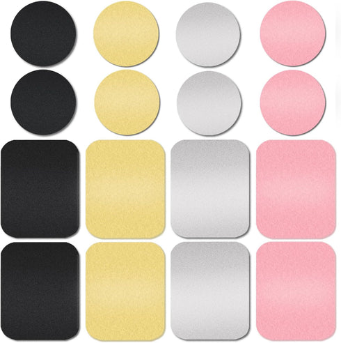 ACKLLR 16 Pieces Phone Car Mount Metal Plate with Adhesive for Magnetic Mount, 8 Rectangular and 8 Round