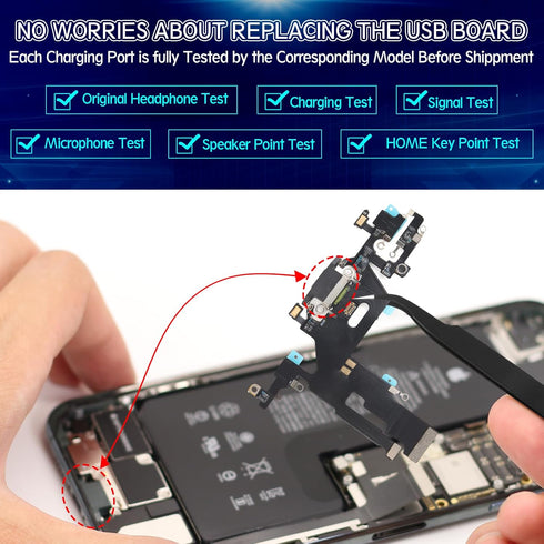 iPhone 11 Dock Connector Charging Port Flex Cable Replacement with Tools (Black) for USB Charger Dock Board
