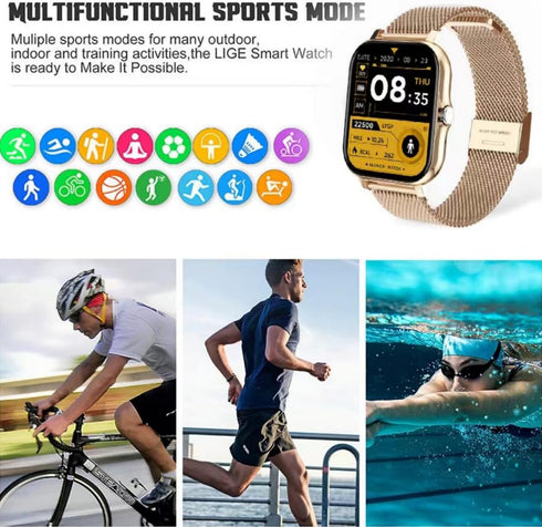 Smart Watch for Women Men - 1.83" Fitness Tracker, Answer/Make Calls, IP67 Waterproof, Heart Rate Monitor (Pink)
