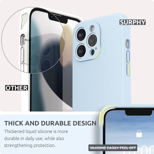 SURPHY Compatible with iPhone 13 Pro Case, with Screen Protector, (Camera Protection + Soft Microfiber Lining) Liquid