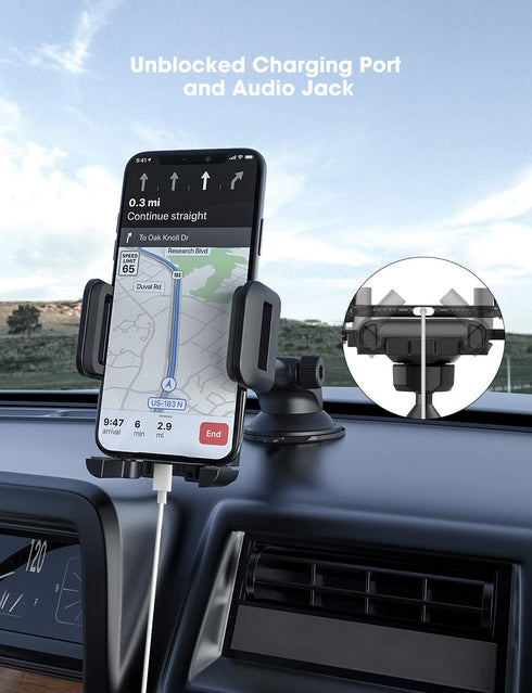 Car Phone Holder Mount with Strong Suction Cup, Compatible with iPhone 14 13 12 11 Pro Max, Galaxy Note 20
