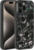 molzar Grip Series Case for iPhone 15 Pro Max with Real Forged Carbon Fiber, Glossy Black/Green