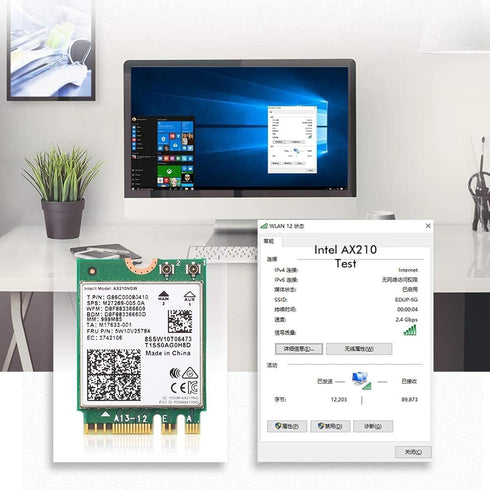 EDUP WiFi 6E Wireless Card, Intel AX210 NGW Bluetooth 5.3, 5400Mbps Tri-Band Network Adapter for Laptop, Support