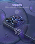 Glitter Camera Lens Protector for iPhone 15 Pro/Pro Max, Clear Acrylic Plus Aluminium Alloy Ring, 9H Tempered Glass