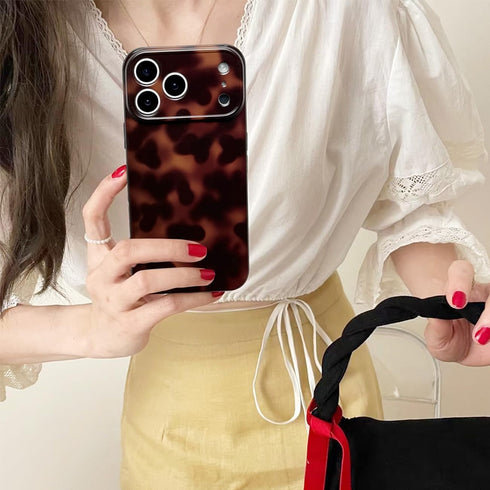 XQAGU 17 Cute Phone Case for iPhone Pro Max Case Tortoise Shell Pattern Leopard Full Camera Protective Slim Shockproof
