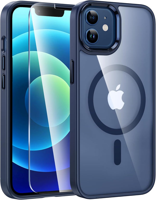 FNTCASE iPhone 12 Clear Case, Magnetic Military Grade Drop Protection, Rugged Shockproof Bumper Cover