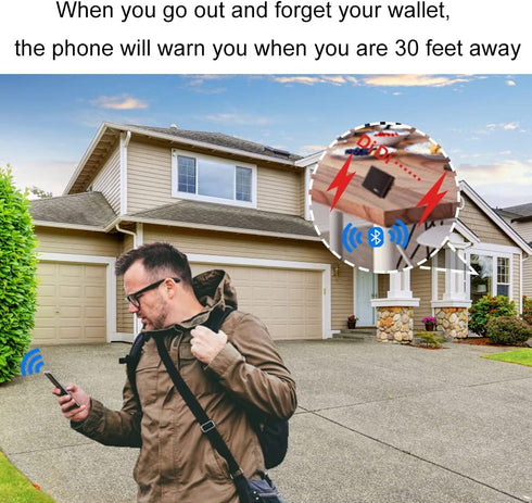 Trackable Wallet for Men, Anti-Lost Wallet with GPS Position Locator and Bluetooth Tracker