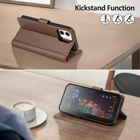 Shieldtop 2 1 11 11 6.1",Coffee Compatible Magsafe Magnetic in Detachable iPhone Wallet Case with Card Holder Credit