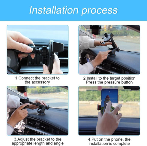 Phone Holder for Car, 360° Rotatable Car Phone Mount for Windshield Dashboard Air Vent, Universal for All Cell Phones