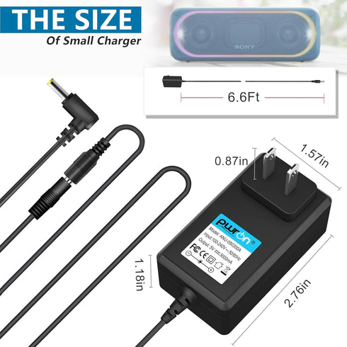 PwrON 5V AC DC Adapter Replacement for Sony SRS-XB30, SRS-XB41, RDP-M5iP, RDP-M7iP, SRS-A1, SRS-A212, SRS-A3, SRS-M50,