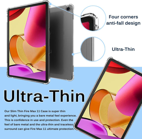 Miimall Clear Case Compatible for Fire Max 11, Scratch-Resistant Shockproof Ultra-Thin Lightweight Flexible Cover