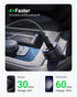 USB-C Car Charger, 3-Port 90W Fast Car Charger, Dual USB-C & USB-A Car Power Adapter, PD3.0 & QC3.0 Fast Charging for iPhone 15/14/13 Pro Max, iPad, MacBook and More