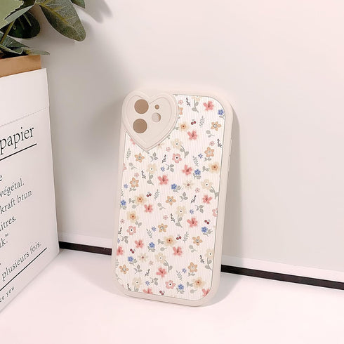 Compatible for iPhone 11 Cute Flower Floral Leaf with Love Lens Bumper Protector, Soft TPU Shockproof Protective Girly