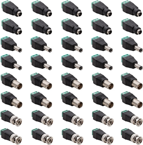 40PCS DC 12V Male Female Power Connector - 5.5 x 2.1mm Power Jack Plug Adapter for CCTV Coaxial Cable