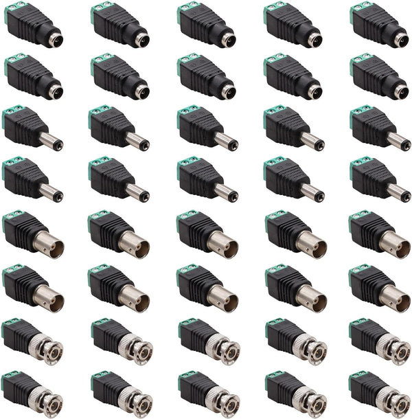 40PCS DC 12V Male Female Power Connector - 5.5 x 2.1mm Power Jack Plug Adapter for CCTV Coaxial Cable