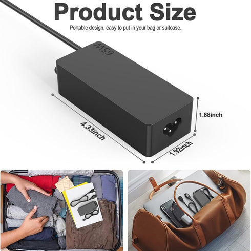 Replacement 65W USB C Lenovo Laptop Charger, Compatible with ThinkPad T480s T580s T490 E480 E580 Chromebook