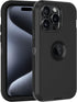 iPhone 15 Pro Case - Heavy Duty, Full Body Rugged, Built-in Screen Protector, Shockproof, Dustproof, Black, 6.1”