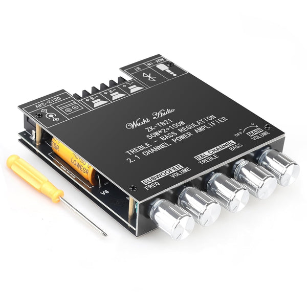 Wuzhi Audio ZK-TB21 50W+50W+100W 2.1CH Bluetooth 5.0 Subwoofer Amplifier Board Bass/Treble Control, AUX/USB Input,