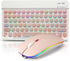 Bluetooth Keyboard and Mouse Combo for iPad, Rechargeable Wireless with 7-Color Backlit Compatible with iPad/iPhone